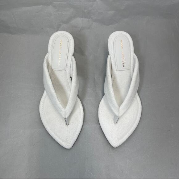 Good American White Terry Lucite Wedge Heels Women 10 - Picture 11 of 16